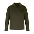 thumbnail image 1 of RXIRUCGD Mode Hommes Décontracté Haut Uni Manches Longues Col Rabattu Blouse Chemise, Vert Armée, Taille : 2TG, 1 of 4