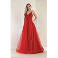 thumbnail image 3 of Royal Queen RQ8024 Juniors Womens A Line Plunging V Neck Glitter Formal Evening Gown, 3 of 8