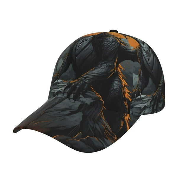 Fotbe Full Moon Black Dragon Gorro Clásico de Béisbol, Gorra Ajustable con Broche Snapback, Gorro de Exterior de Algodón Suave