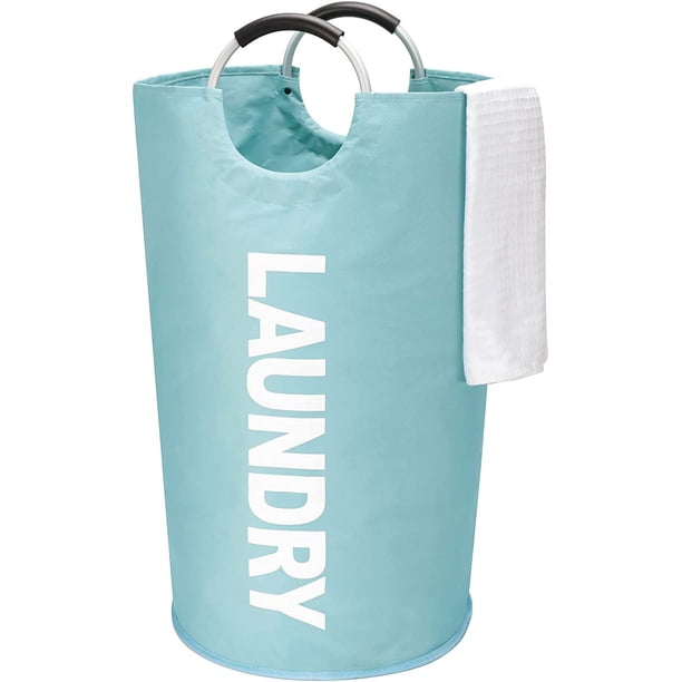 Cesto para la ropa sucia de 90 l, bolsa para la colada, cestas de gran capacidad, plegable, color azul claro, L