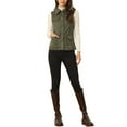 thumbnail image 2 of INSPIRE CHIC Women's Vest Button Front Sleeveless Faux Suede Utility Cargo Jacket with Pockets Army Green S, 2 of 6
