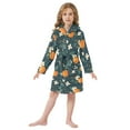 thumbnail image 6 of FORMRS Niños Bathrobe Unisex Hooded Robe Soft Plush Pajamas Sleepwear, Size 7-9T, Green Floral Oranges, 6 of 7