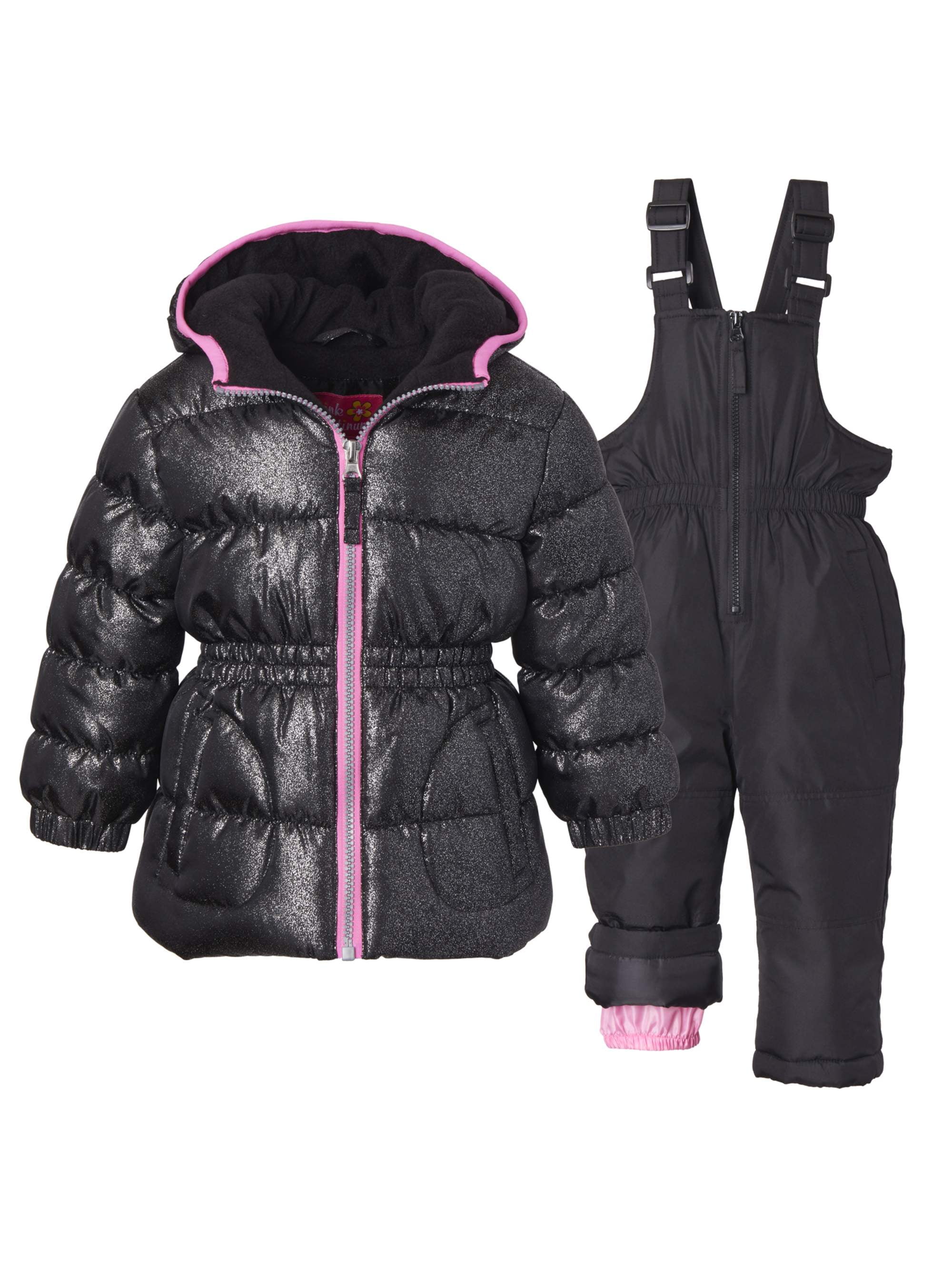 Pink Platinum - Pink Platinum Metallic Puffer Jacket Coat and Snow Bib ...