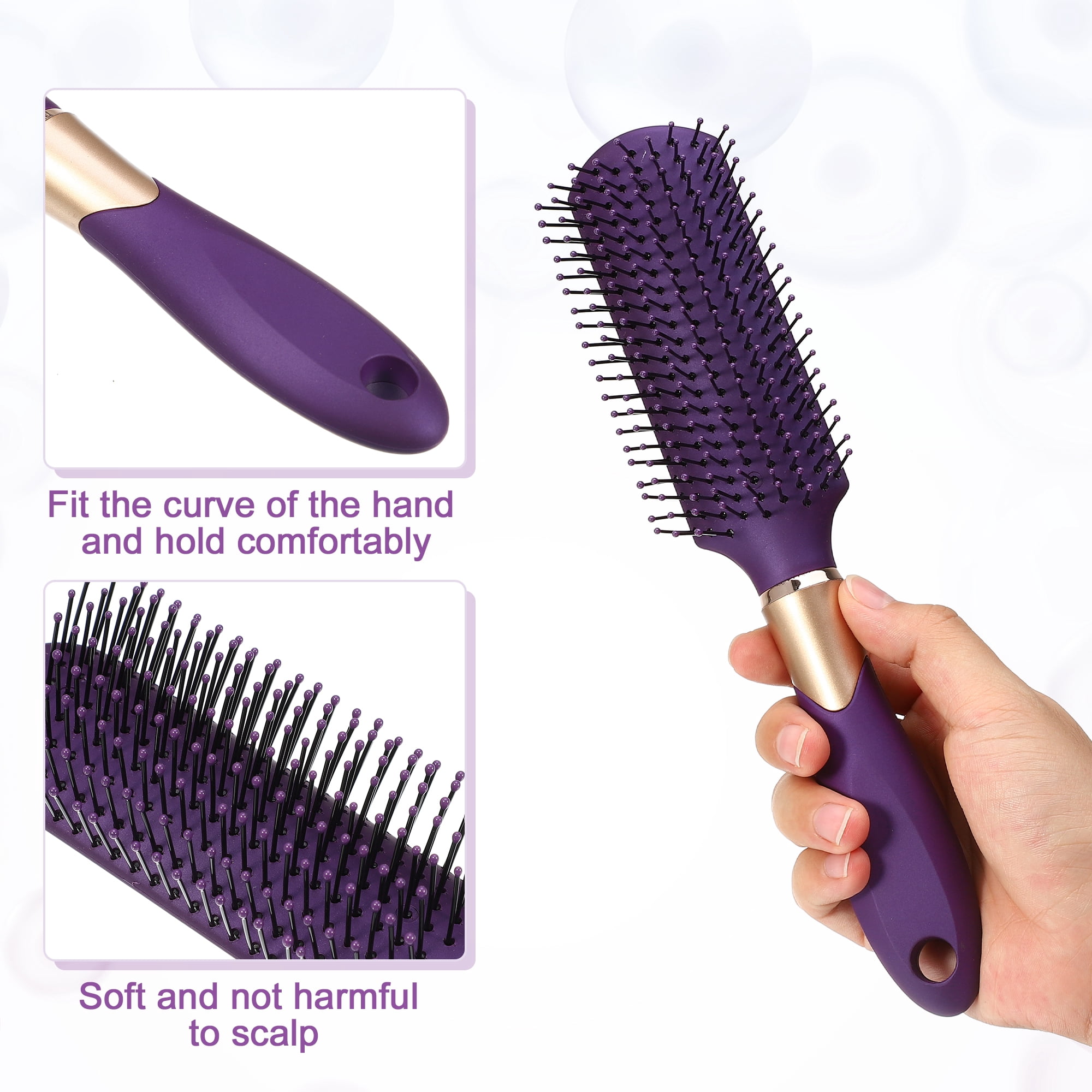 Unique Bargains Hair Brush Detangling Brush for Women Men for Curly Straight Hair Purple