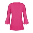 thumbnail image 4 of Womens Collared V Neck 3/4 Sleeve Shirts Solid Color Casual Tops Loose Blouses (S-3XL), 4 of 4