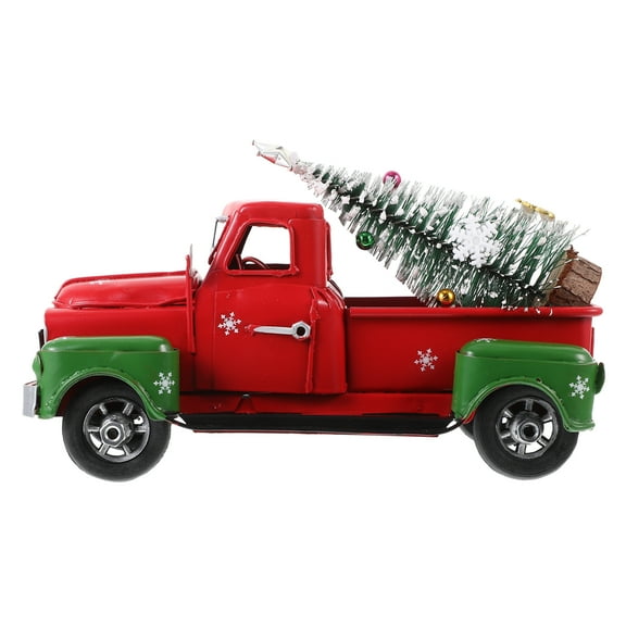 LOLIPPYY Christmas Car Model Decoration Vintage Iron Art Truck Model Tabletop Small Car Ornament
