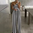 thumbnail image 2 of Ichuanyi Womens Jumpsuits, Womens Fashion Wide Leg Pants Polka Dot Striped Printed One-shoulder Jumpsuits, 2 of 9
