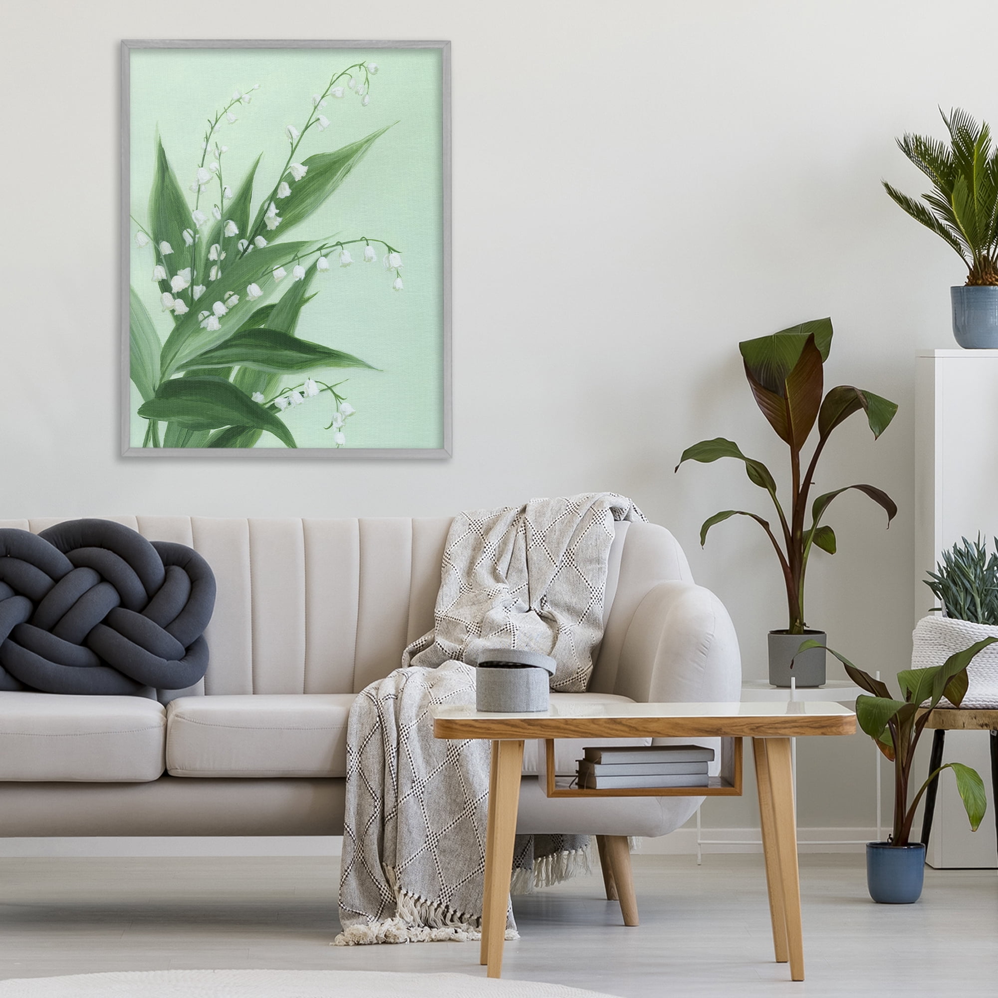 Stupell Industries Verdant Lily Of Valley Gray Framed Giclee Art, design by Grace Popp