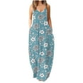 thumbnail image 4 of SMihono Robe Maxi Bohème d'Été pour Femmes Grande Taille Mode Féminine Col Rond Sans Manches Robe Imprimée de Plage, 4 of 7