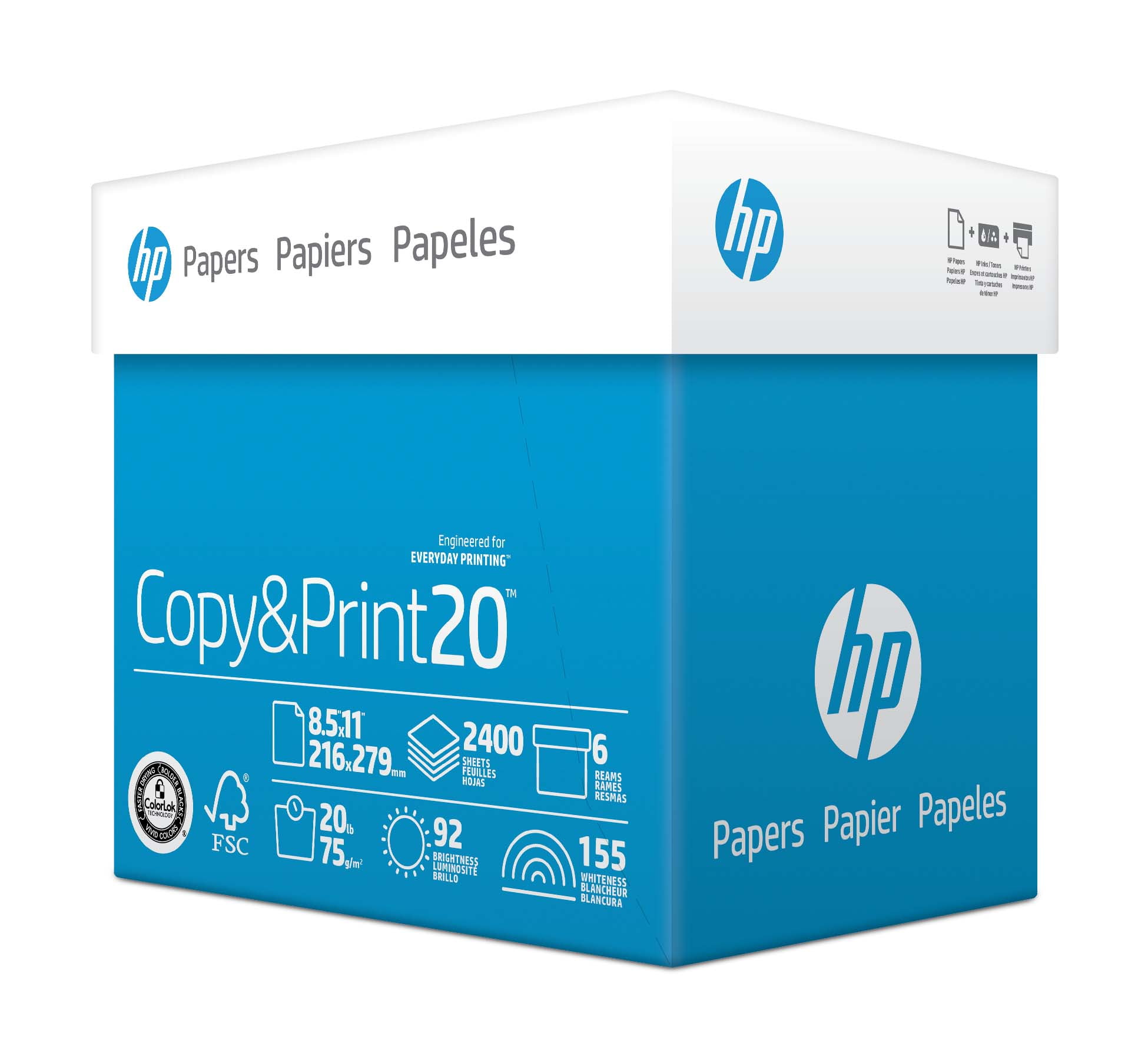 HP Copy and Print White Paper, 8.5 x 11 - Half Pallet, 40 Cases, 240 Reams (96,000 Sheets)