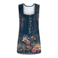 thumbnail image 5 of Summer Saving Wycnly Womens Tank Tops Vintage Loose Pleated Swing Hem Tunic Vest Tops Summer Fashion Ethnic Style Print Square Neck Sleeveless Shirts Blouse Navy m, 5 of 5