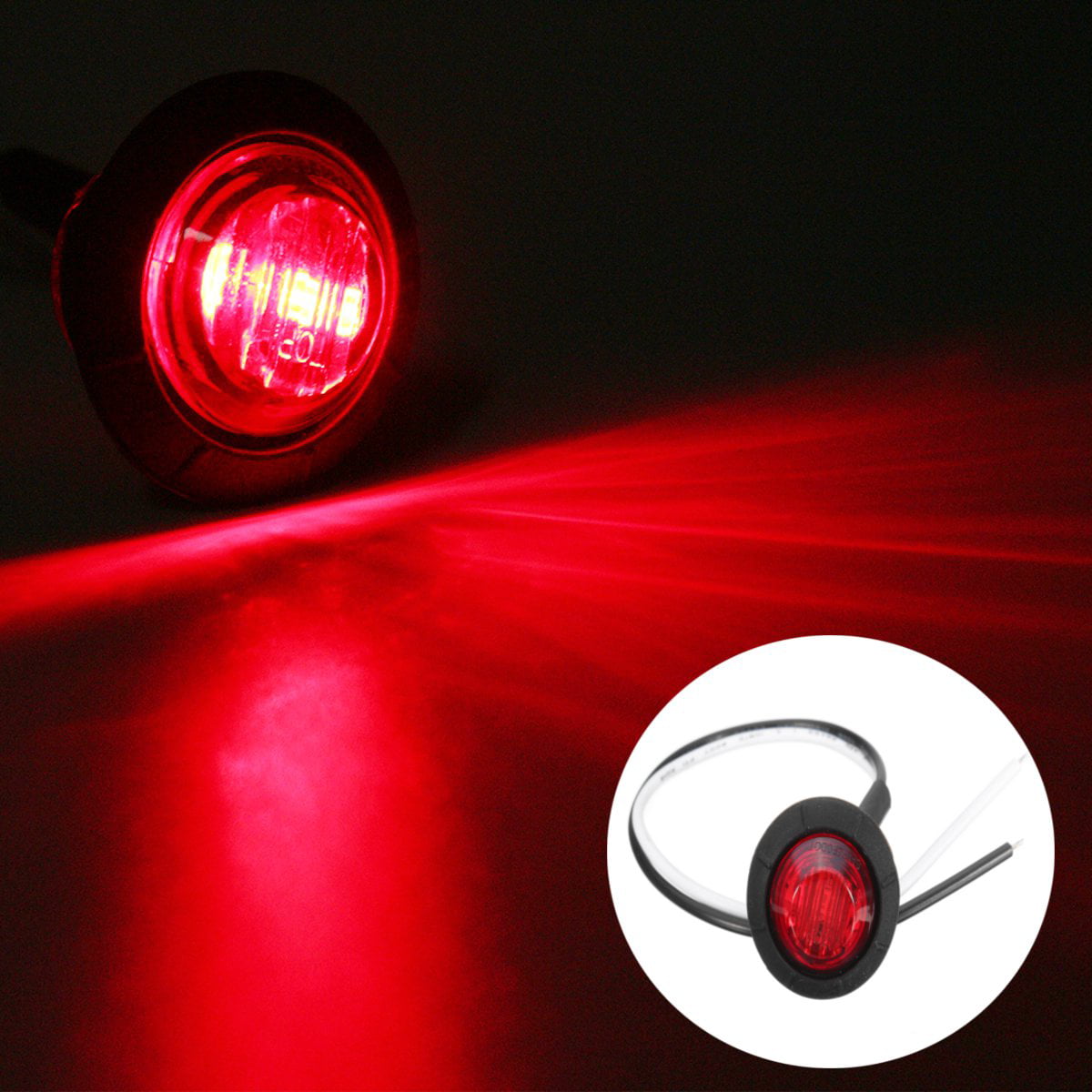 10pcs 12/24V Car Truck Trailer Mini Red Color LED Button Side Marker Lights Lamp