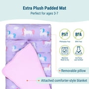 Wildkin Original Nap Mat with Pillow for Boys and Girls, Features Hook and Loop Fastener, Roll-Up Design, Soft Cotton Blend Materials (Unicorn)
