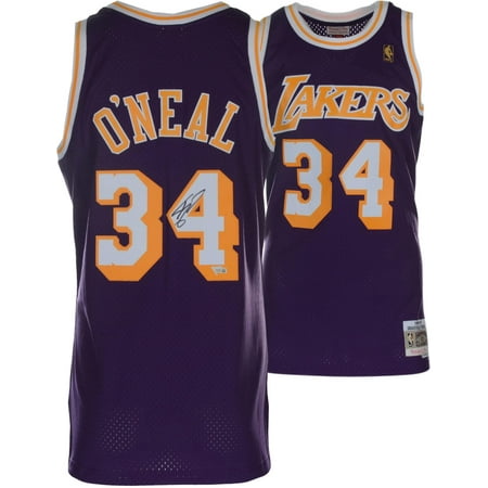Memorabilia Autographed Jerseys - Shaquille O'Neal Los Angeles Autographed Mitchell & Ness Hardwood Classic Swingman 1996-1997 Purple Replica Jersey - Fanatics Authentic Certified