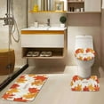 thumbnail image 3 of Juego de cortina de ducha con esqueleto de Halloween con tapa de inodoro y alfombras antideslizantes, 4 cortinas de ducha divertidas con calaveras de color naranja otoñal para baño, accesorios de, 3 of 7