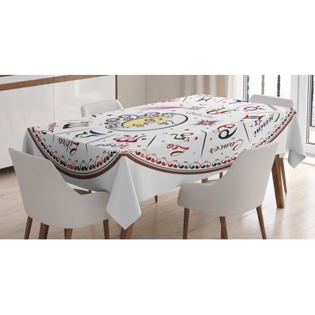 

Zodiac Decor Tablecloth Division of Colorful Astrology Icons Map with Most Familiar Planets Sun and Moon Rectangular Table Cover for Dining Room Kitchen 60 X 90 Inches Multi by Ambesonne