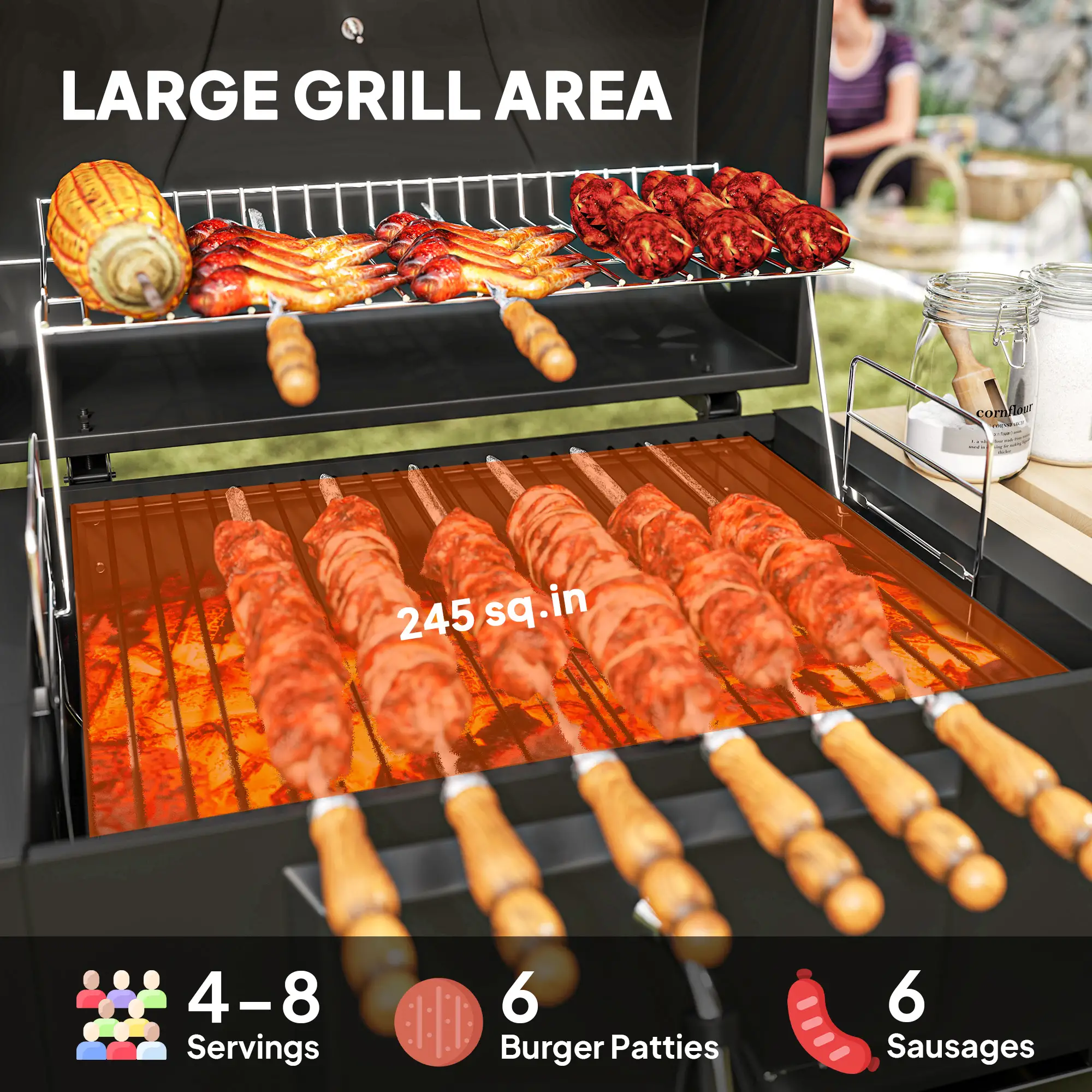 Charcoal BBQ Grill Black