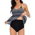 thumbnail image 4 of WREESH Womens Tankini Swimsuit Fashion Bikini Set Swimsuit Two Piece Filled Solid Swimwear Beachwear Beach Bathing Suit Black, 4 of 5
