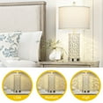 thumbnail image 3 of Cinkeda Table Lamp Set of 2 for Living Room Bedroom with USB Ports AC Outlet 3 Way Dimmable Touch Nightlight Farmhouse White Floral Nightstand Bedside Lamps, 3 of 9