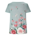 thumbnail image 5 of Rollbacks & More GaThRRgYP Womens Tops Dressy Blouse,Wome Fashion Peony Printed Short Sleeve V-Neck Top Blouses Gray S, 5 of 6