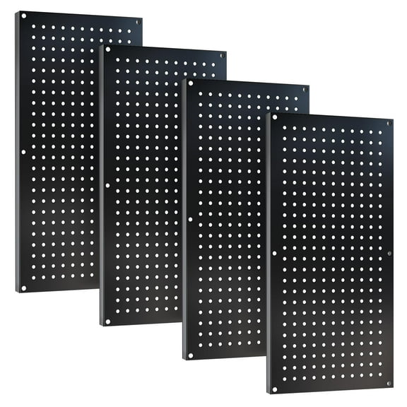Metal Pegboard Wall Panels 32" x 16", 4 Pcs Heavy Duty Steel Pegboard Wall Organizer, Garage Tools Pegboard System for Garages, Workshops, Warehouses, Home, Garage, Kitchen, Craft Room