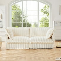 83.4"Oversized 2 Seater Loveseat Sofa for Living Room, Corduroy Deep Seat Couch with Removable Covers, No Assembly Needed,Beige