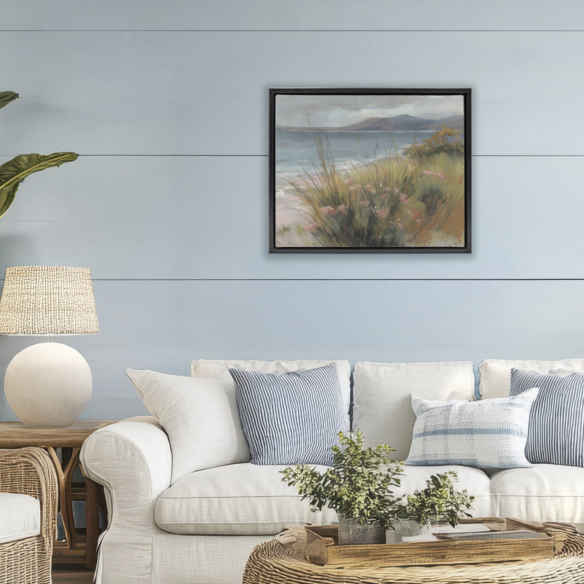 Stupell Industries The Green Valley Beach Black Framed Floater Canvas Wall Art, design by Svetlana Aleynikova