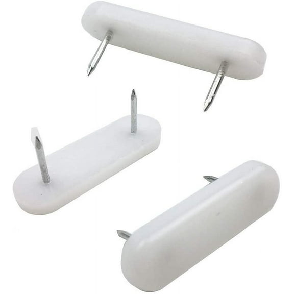 Luckycivia 60 PCS Plastic Head Double Pins, Bed Skirt Holding Pins, Furniture Chair Leg Feet Pads Glide Nails, White