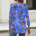 thumbnail image 6 of Women's 250th Anniversary USA Shirt Patriotic American Flag Print V-Neck Button 3/4 Sleeve T-Shirt, 6 of 6