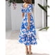 thumbnail image 3 of Vestido casual BTFBM para mujer con cuello cuadrado y estampado floral fruncido, 3 of 9