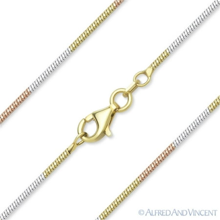 1.1mm Diamond-Cut Snake Link Chain Necklace in .925 Sterling Silver w/ 14k Gold & Rhodium Plating