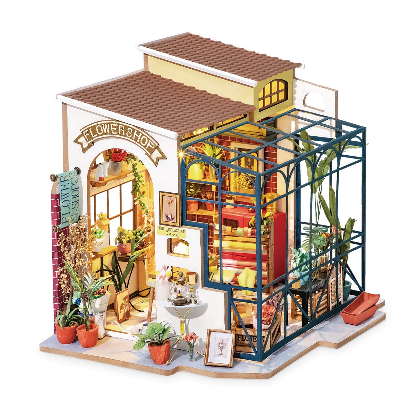 1/24 Scale Tiny House Building Kit Christmas Town Rolife Miniature Dollhouse DIY Kits Toys Gift for Boy and Girls Ages 8+ Furniture and Tools Christmas for Kids Mini Doll House with Accessories 