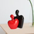 thumbnail image 4 of Esculturas de parejas, artesanías, adorno de personaje cariñoso, figurita de pareja de cerámica para oficina, comedor, escritorio, boda Negro y rojo Gloria Pareja estatua, 4 of 9