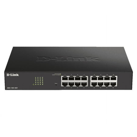 UPC: 0790069451768 | D-Link 16 Port Easy Smart Managed Gigabit Network Switch Internet Desktop or Wall Mount (DGS-1100-16V2) Black