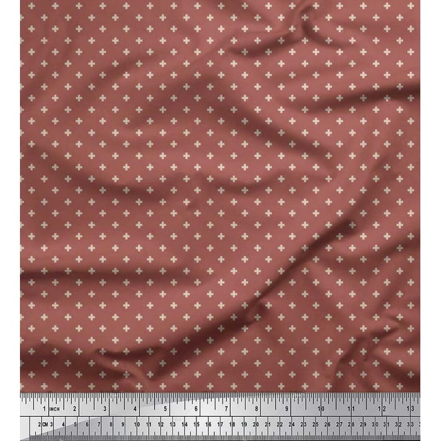 Soimoi Moss Georgette Fabric Plus Sign Shirting Print Fabric by Yard 42 Inch Wide