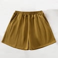 thumbnail image 2 of FNFYFH Clearance Ladies Vacation Loose Fit Solid Color Summer Shorts Beach Comfortable Shorts，Brown, 2 of 8