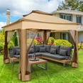 thumbnail image 3 of SANOPY 11 x 11 Pop-up Gazebo Canopy with Ventilated Double Roof and Mosquito Net, Outdoor Patio Gazebo Tent for Backyard, Garden, 3 of 11
