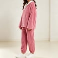 thumbnail image 5 of lcziwo Pajamas for Women Set Soft Fuzzy Winter Warm Fleece Sleepwear Comfy Coral Fluffy Pjs 2 Piece Loungewear Plush Outfits Pink,XXL, 5 of 8