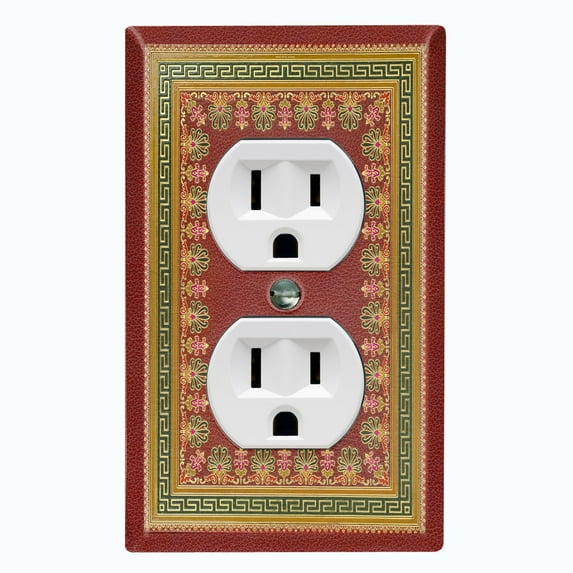 Metal Light Switch Plate Cover Elegant Victorian Burgundy Green Frame FRA057