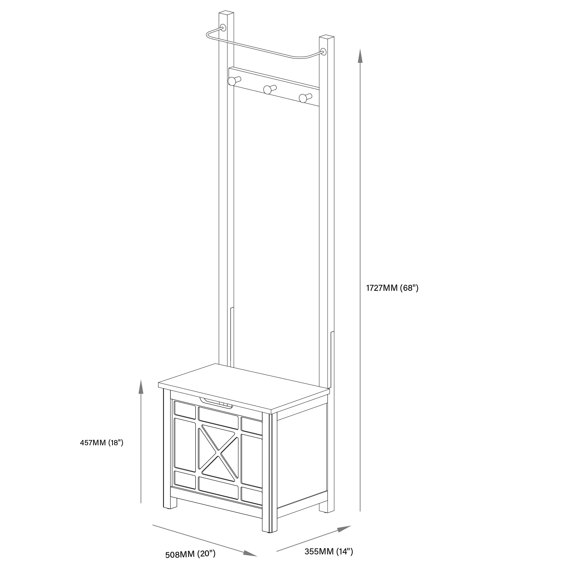 Alaterre Furniture Derby Laundry Hamper w/Towel Rack in White with Gray Cushion
