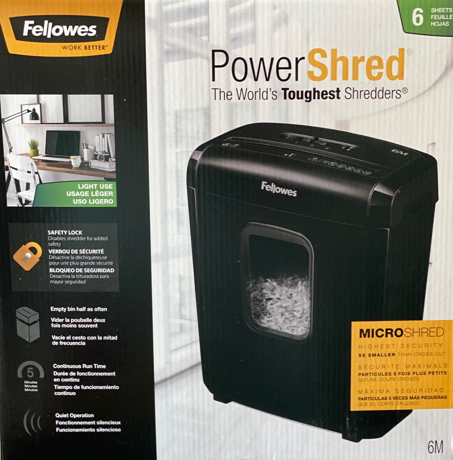Fellowes 6M 6Sheet Powershred MicroCut Deskside Paper Shredder