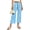Blue, variant on High Waist Women Stripe Print Casual Pants Ankle Length Capris Straight Trousers