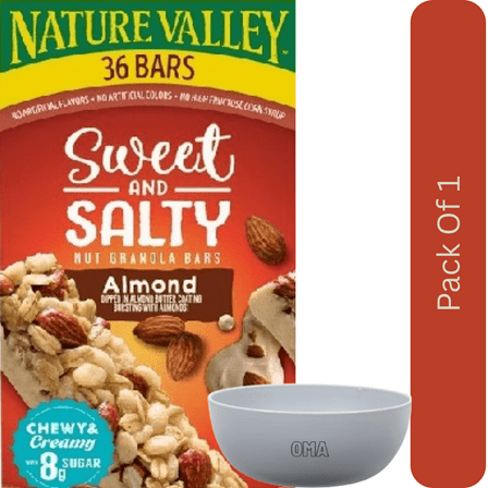 Nature Valley Sweet & Salty Almond Granola Bars, 36 Count Family Pack With White Bowl By OMA