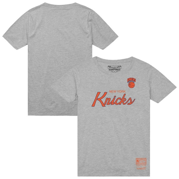 Men's Mitchell & Ness Heather Gray New York Knicks Big & Tall Hardwood Classics Vintage Wordmark T-Shirt
