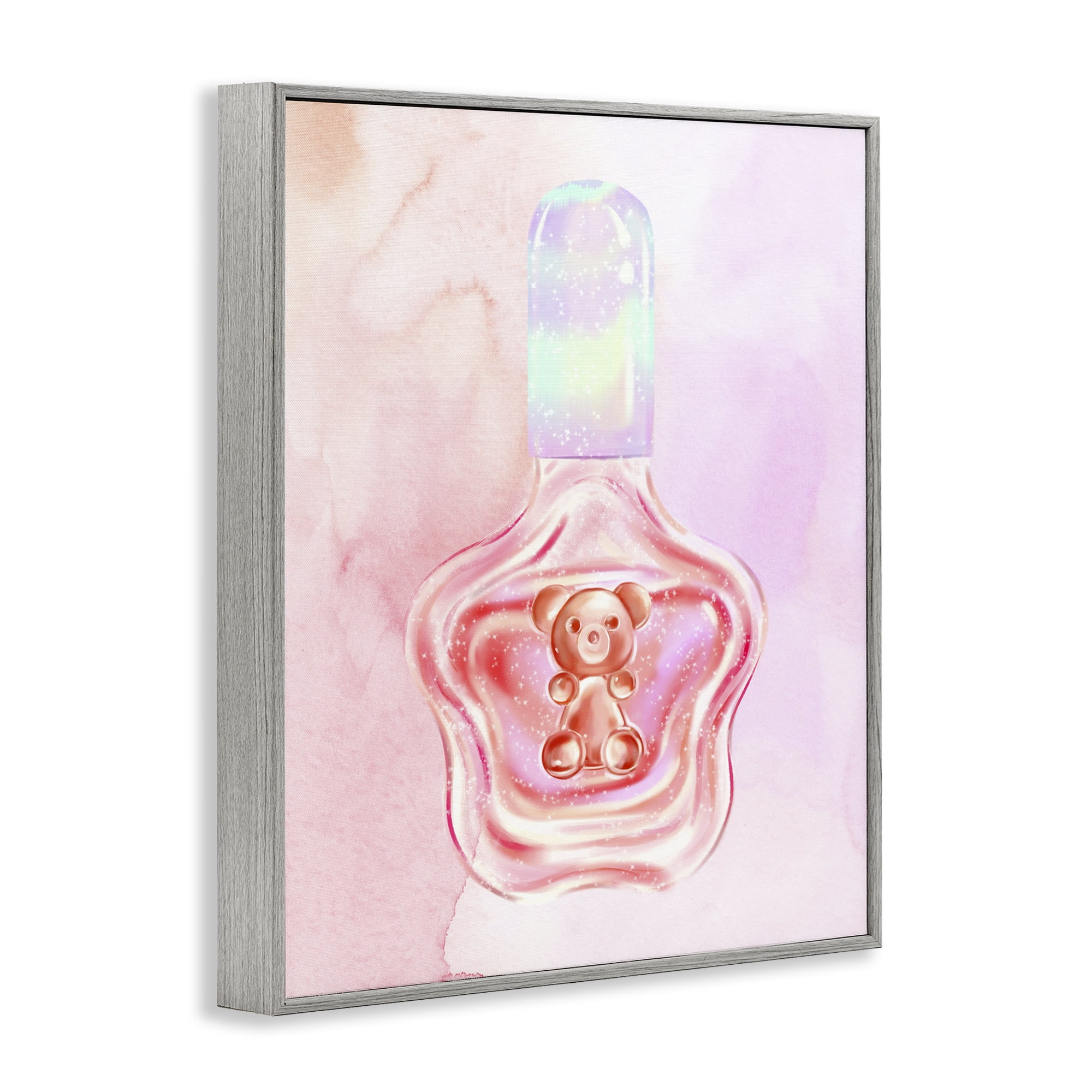 Stupell Industries Glam Bear Polish Beauty & Fashion Painting Gray Framed Art Print Wall Art, 16 x 20