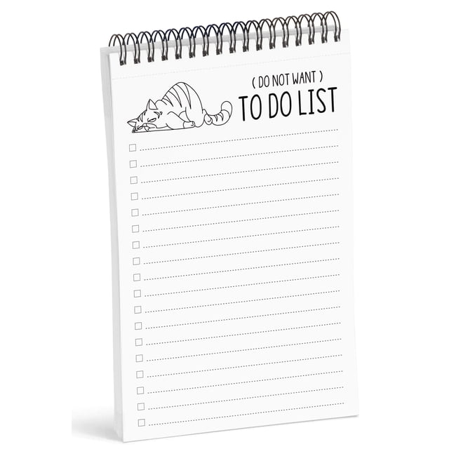 Inkdotpot To Do List Notepad 6 X 9 Paper Stationery, Cat Spiral Notepad Daily Checklist- Motivational Organizer Planner List Pad- Notepad Tear Off (50 Sheets)