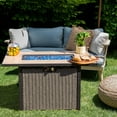 thumbnail image 5 of OuterMust 42”Outdoor Propane Fire Pit Table, 50,000 BTU Gas Hand-Woven Rattan Fire Pit with Lid & Blue Glass Bead for Patio Deck Garden, 5 of 7