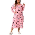 thumbnail image 2 of Agnes Orinda Women's Plus Size Valentines Day Pajamas Crew Neck Long Sleeve Sleep Dress Casual Nightgown Sleepwear 1X Pink, 2 of 6