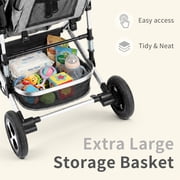 AILEEKISS 3-in-1 Convertible Baby Stroller with Big Seat and Adjustable Canopy, 24 Pounds, Light Grey