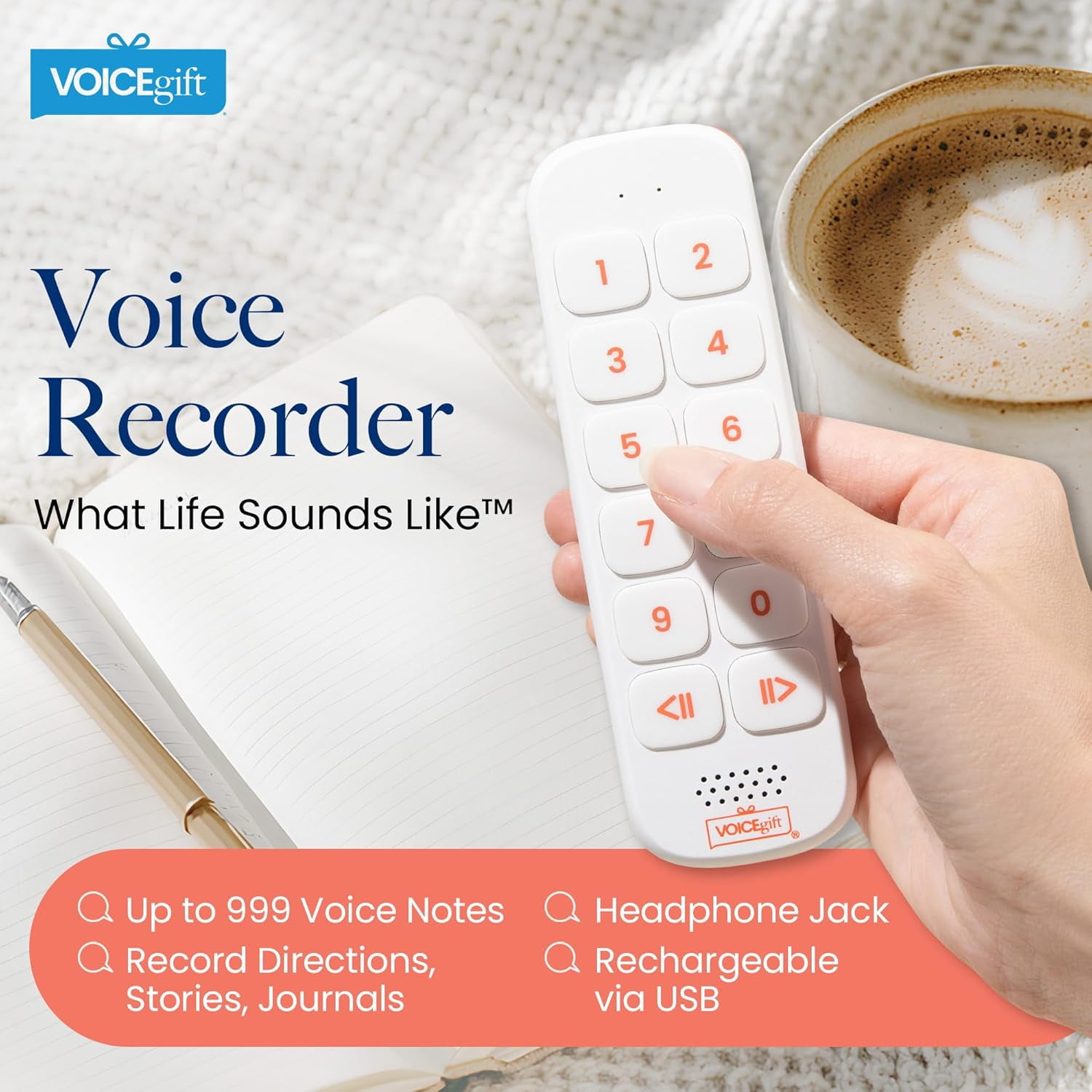 VoiceGift PLAY™ Screen-Free Voice Recorder and Audio Playback Device for Adults